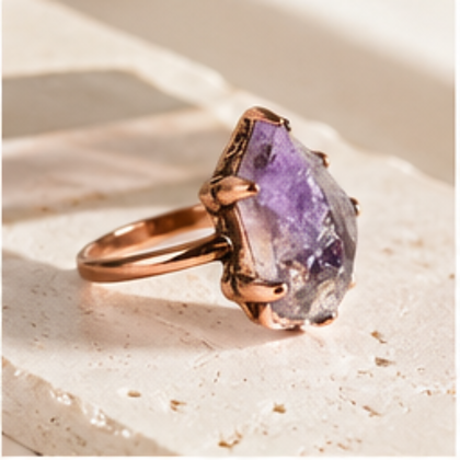 Gemstone rings in soft light