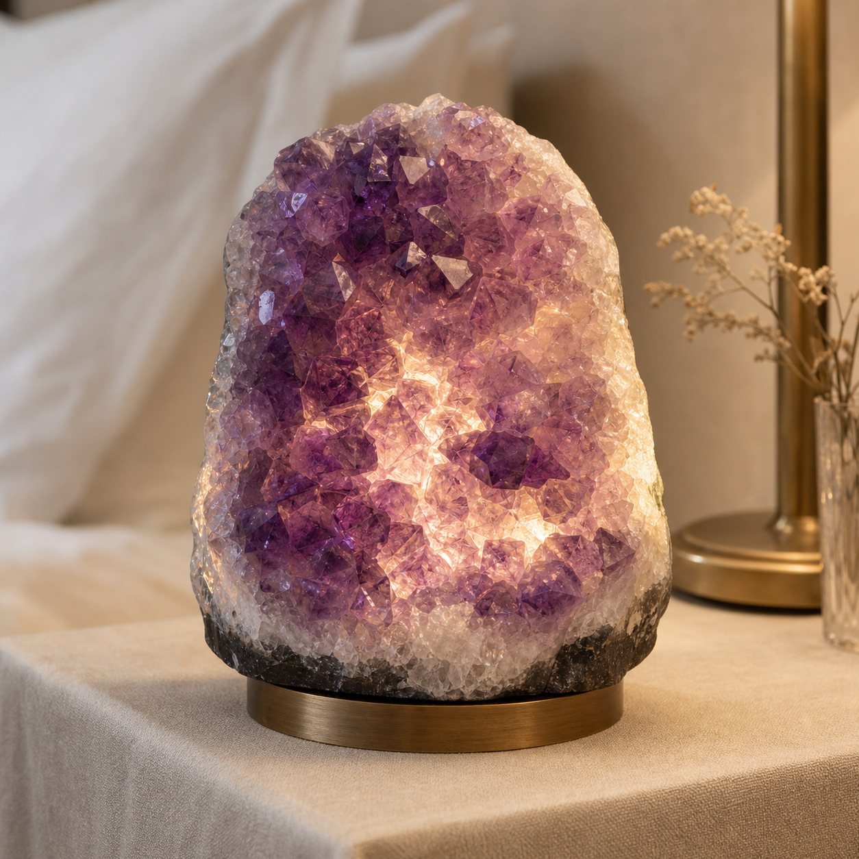 I Am At Peace - Spiritual Protection Amethyst Lamp