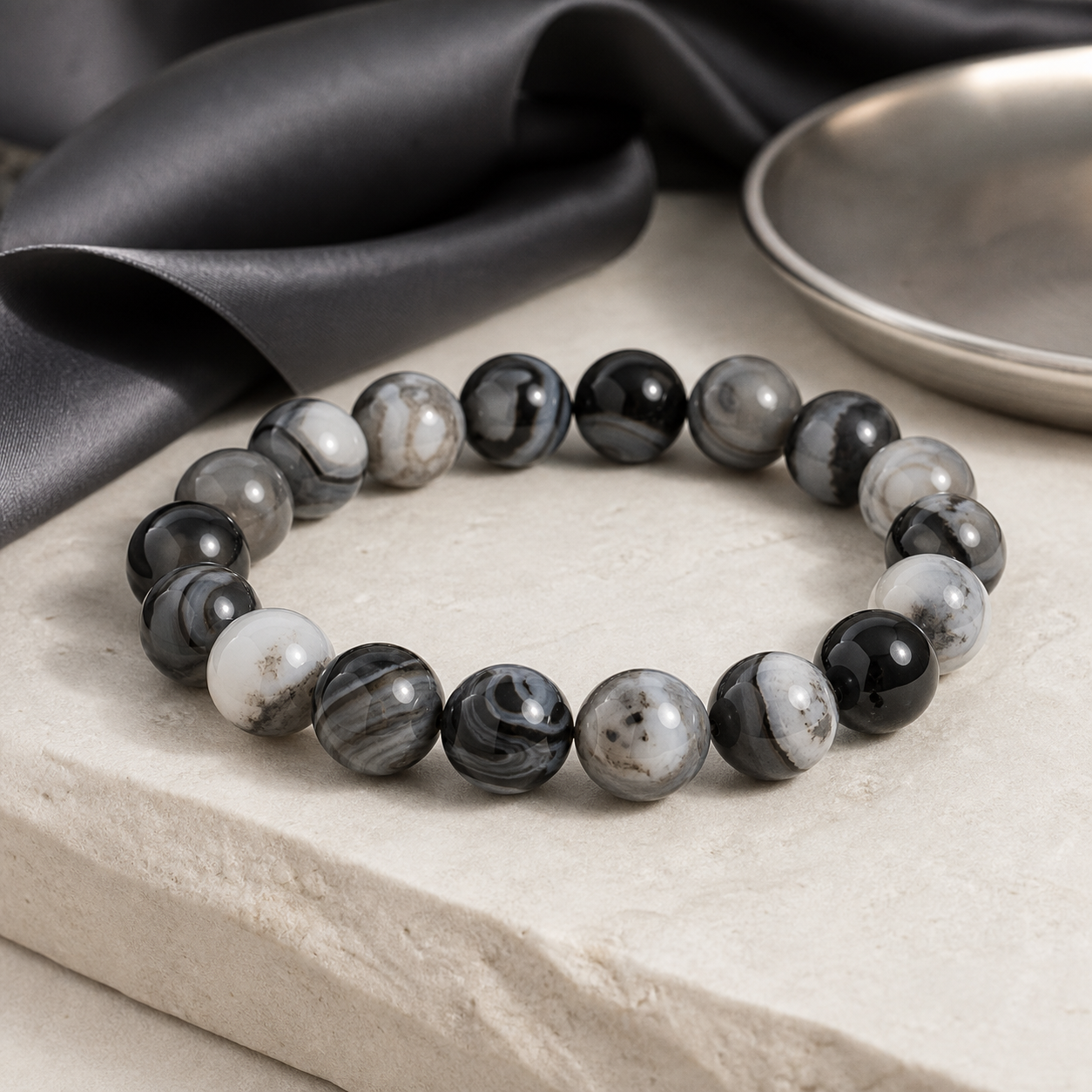 Exotic Orca Agate Bracelet of Deep Healing